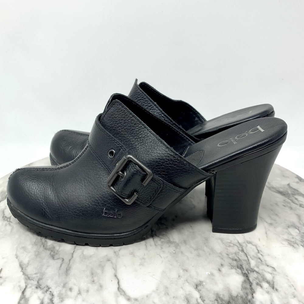 Bolo by Born Buckle Leather Chunky Comfort Clog Mules 9   Classic Bohemian Comfy - Picture 3 of 16